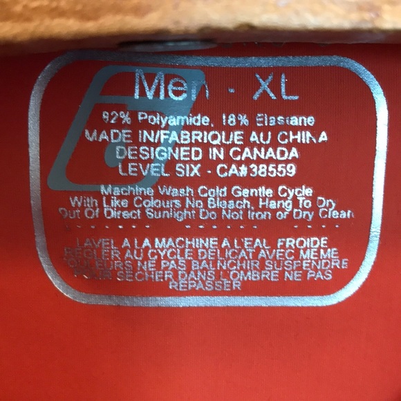 Level Six Rash Guard Sun Swim Shirt Deep Orange XL - Picture 4 of 6